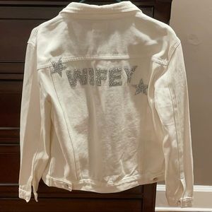 White WIFEY jean jacket